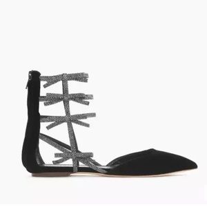 J. Crew Velvet Bow Gladiator Flats
